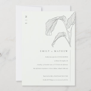 Esbozo de hojas de palmera Invitación a la ducha d