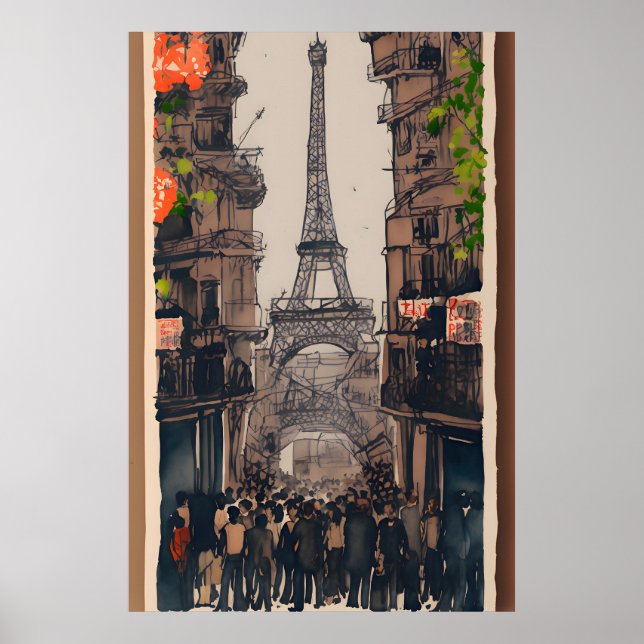 Esbozo de la Torre Eiffel | Arte parisino Minimali (Frente)