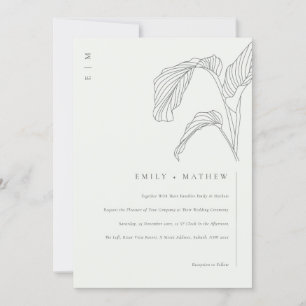 Esbozo de palmas leafy Invitación a la boda blanca