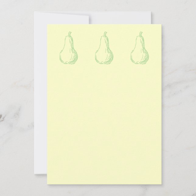 Esbozo de peras. Dibujo de líneas en verde claro. (Anverso)