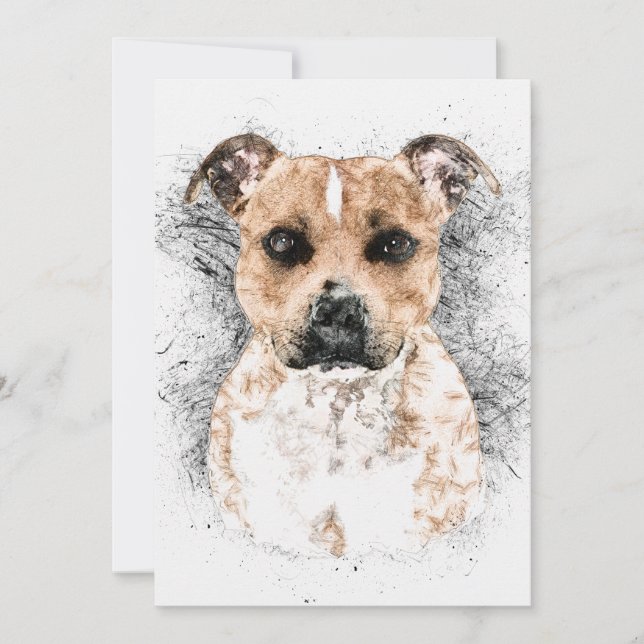 Esbozo de Pit Bull Terrier de 5" x 7" Cardstock (Anverso)