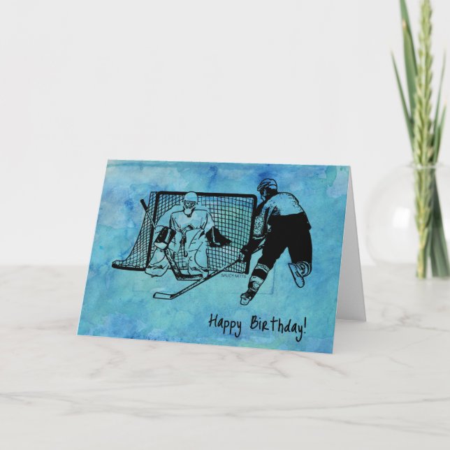 Esbozo de tinta de tarjeta de cumpleaños de hockey (Anverso)