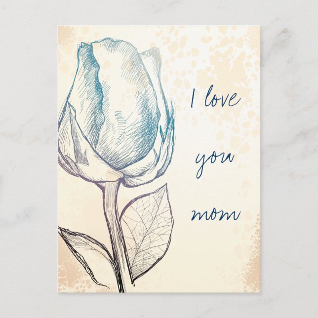 Esbozo de un rosa, postal (Anverso)