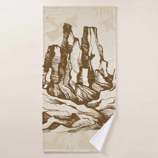 Esbozo dibujado a mano. Paisaje típico del desiert (Toalla de baño)