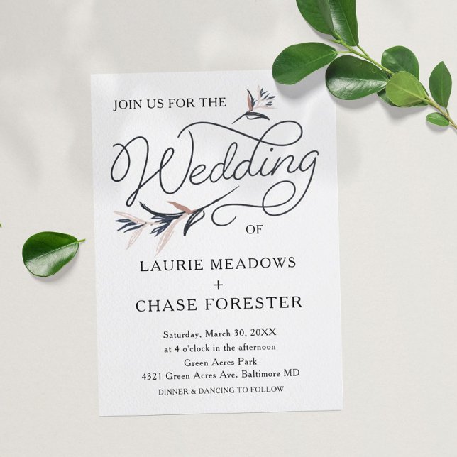 Esbozo Floral Mínimo Boho Invitación a la boda (Subido por el creador)