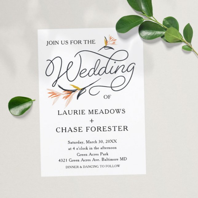 Esbozo Floral Mínimo Boho Invitación a la boda (Subido por el creador)