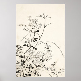 Esbozo floral simple negro arte vintage