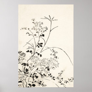 Esbozo floral simple negro arte vintage