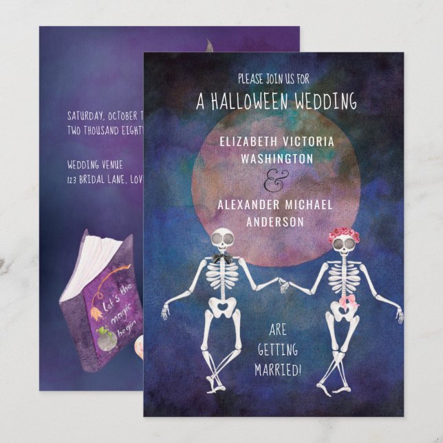 Esbozos/Halloween Tema/ Invitación a la boda (Anverso / Reverso)