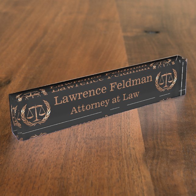 Escala de abogados de justicia Placa de nombre de  (Lateral)