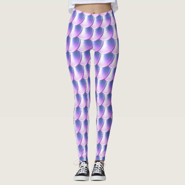 Escala de dragón azul morado Cosplay Leggings (Anverso)