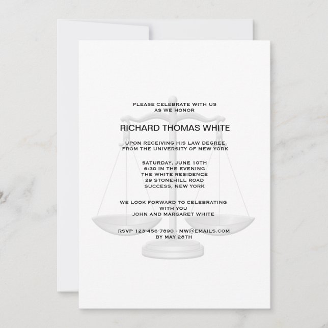 Escala de justicia que elige invitación a color de (Anverso)