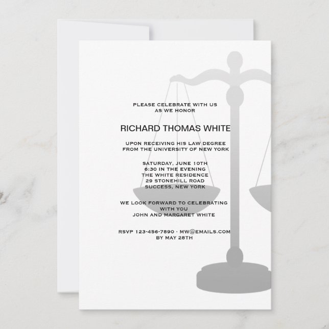 Escala de la justicia usted escoge la invitación (Anverso)