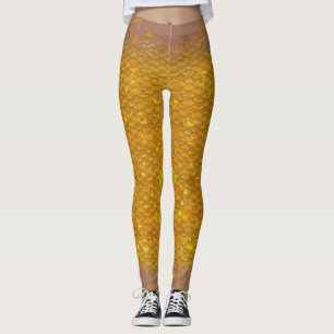 Escala de sirena cintura mezclada Leggings Gold Fi