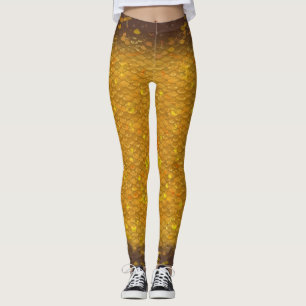 Escala de sirena cintura mezclada Leggings Gold Fi