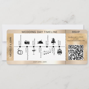Escala de tiempo de Boda ilustrada de tarjetas de