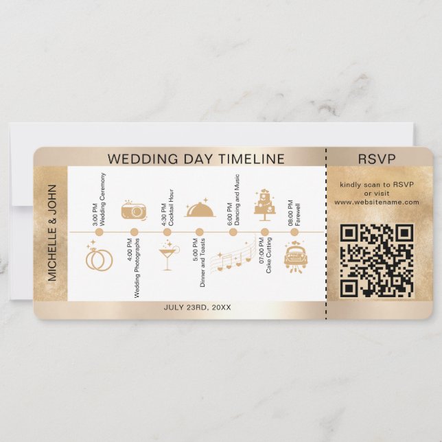 Escala de tiempo de Boda ilustrada de tarjetas de  (Anverso)