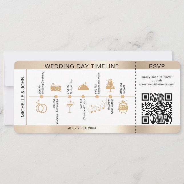 Escala de tiempo de Boda ilustrada de tarjetas de  (Anverso)