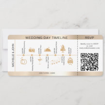 Escala de tiempo de Boda ilustrada de tarjetas de 