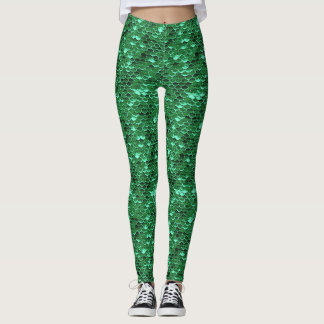 Escala Verde De Pescado Mermaid Leggings Ariel Ins