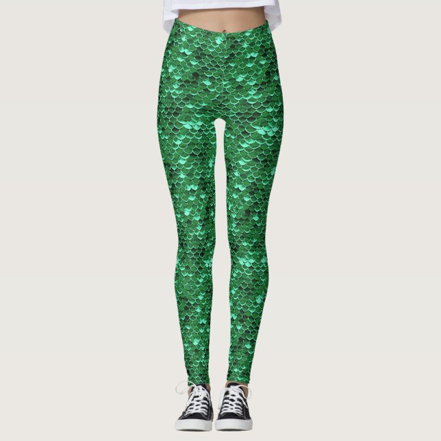 Escala Verde De Pescado Mermaid Leggings Ariel Ins (Anverso)