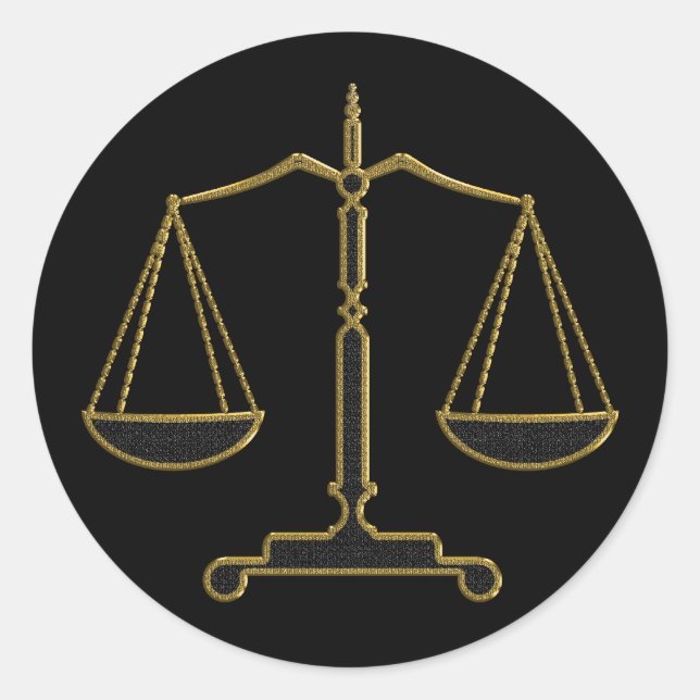 Escalas de oro de la justicia - pegatina de Derech (Anverso)