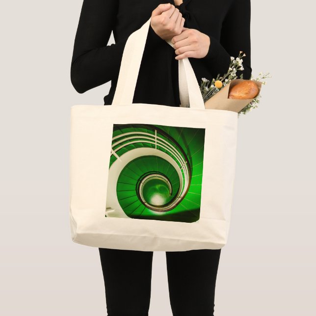 Escalera circular verde Gran Bolsa de Tote (Anverso (producto))