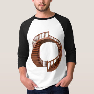 Escalera de época de la camiseta de manga de 3/4 m