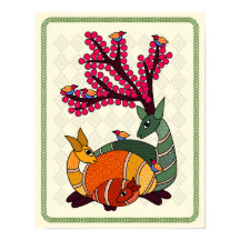 Escalera encantadora: Poster de arte de Madhubani