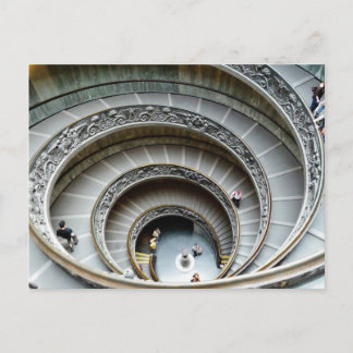 Escalera espiral, Museo del Vaticano, postal