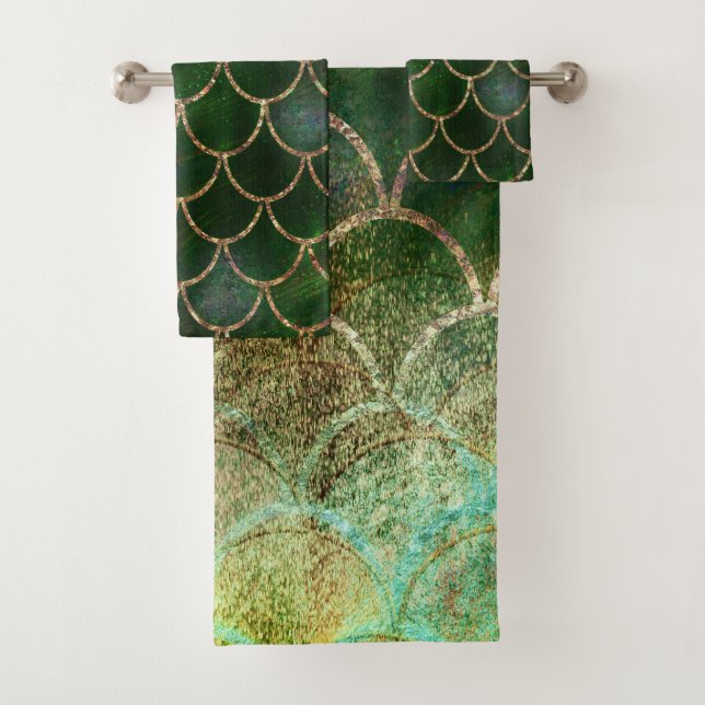 Escamas de pez sirena brillo verde y dorado (In situ)