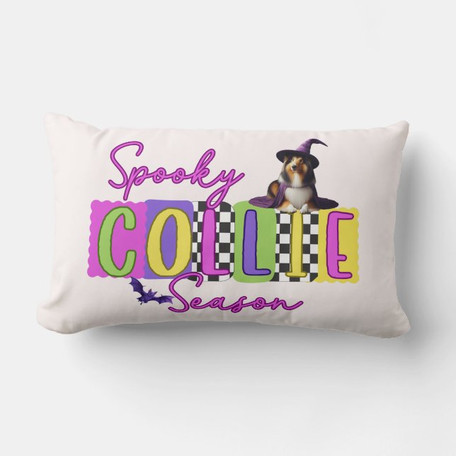 Escandalosa almohada de Collie Halloween (Anverso)
