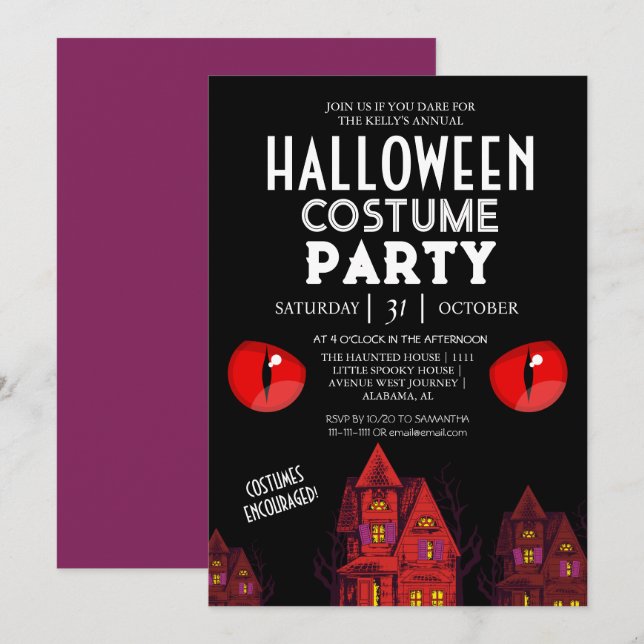 Escandaloso | Simple halloween Invitación a fiesta (Anverso / Reverso)