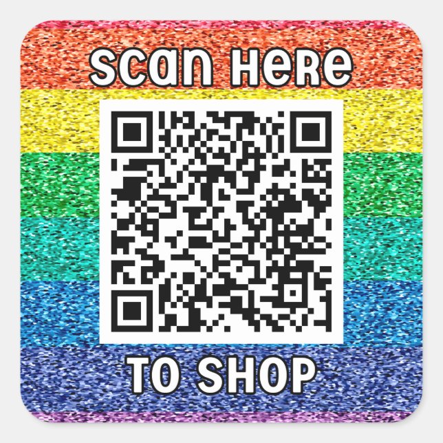 Escanear código QR arco iris Pegatina cuadrado clá (Anverso)