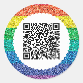 Escanear código QR arco iris Pegatina redondo clás