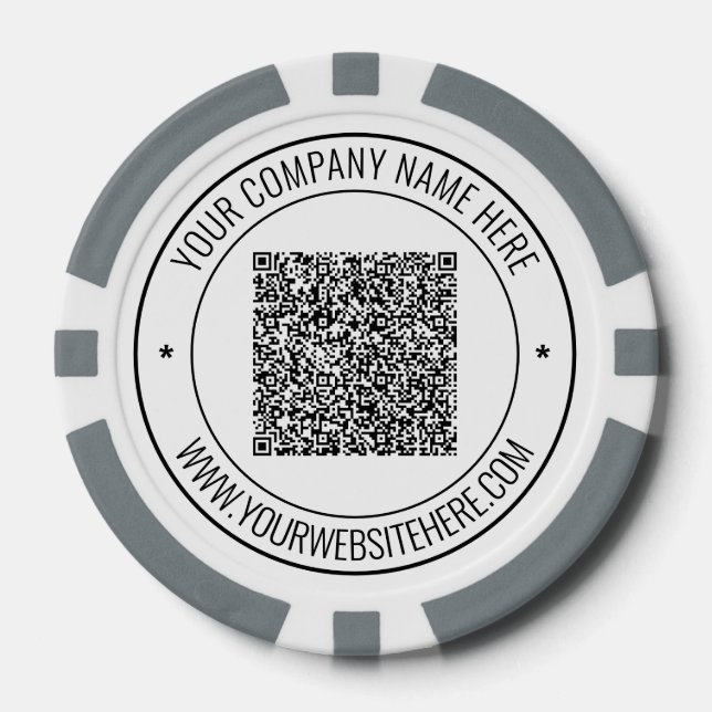 Escaneo de código QR y fichas de póquer de negocio (Anverso)