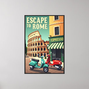 Escape a Roma : Impresión de lienzos de viaje retr