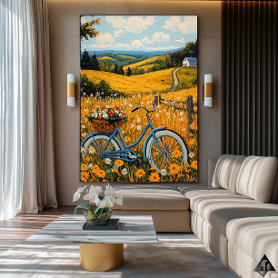 Escape Dorado en el Campo – Arte Naïf de Bicicleta