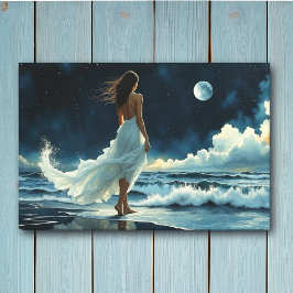 Escape en la costa bajo la Luna | Arte costero