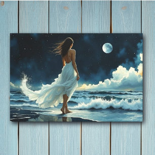 Escape en la costa bajo la Luna   Arte costero