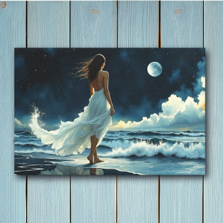 Escape en la costa bajo la Luna | Arte costero