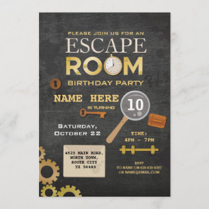 Escape Room Birthday Party Clubs Invitación Spy