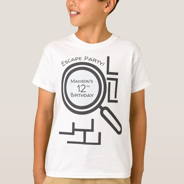 Escape Room Maze Fiesta Camiseta Blanca Gris (Anverso)