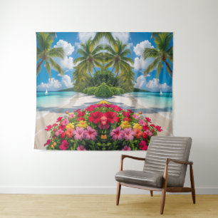 "Escape tropical: tapiz de pared de florecimiento