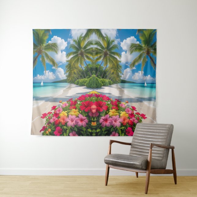 "Escape tropical: tapiz de pared de florecimiento  (In situ (horizontal))