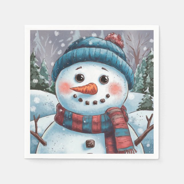 Escarcha servilleta de papel Snowman (Anverso)