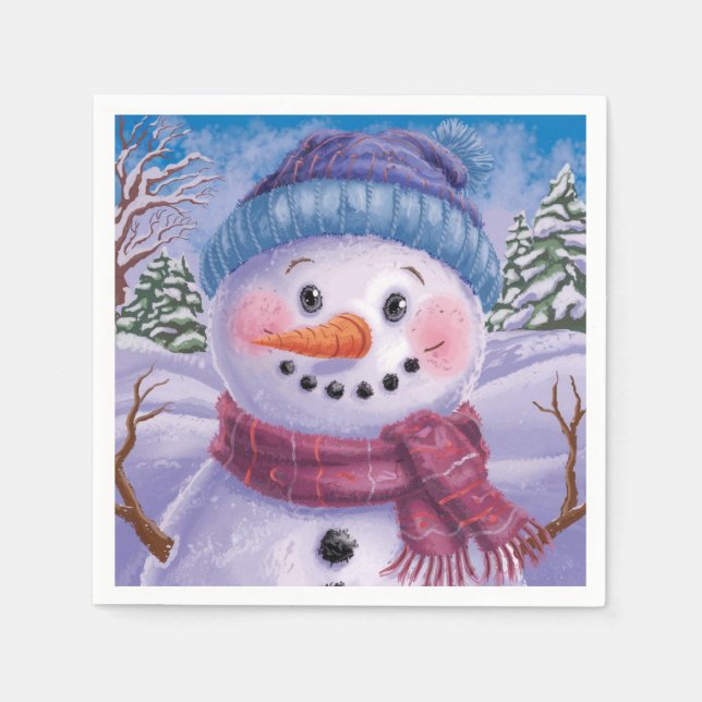 Escarcha servilleta de papel Snowman (Anverso)