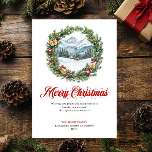 Escena alegre de Navidad tarjeta de felicitación e
