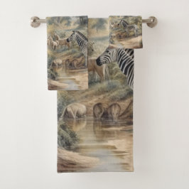 Escena botánica de las cebras en un oasis