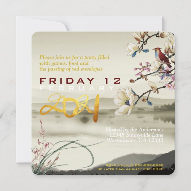 Escena bucólica encantadora China 0x Año 2021 PInv (Anverso)